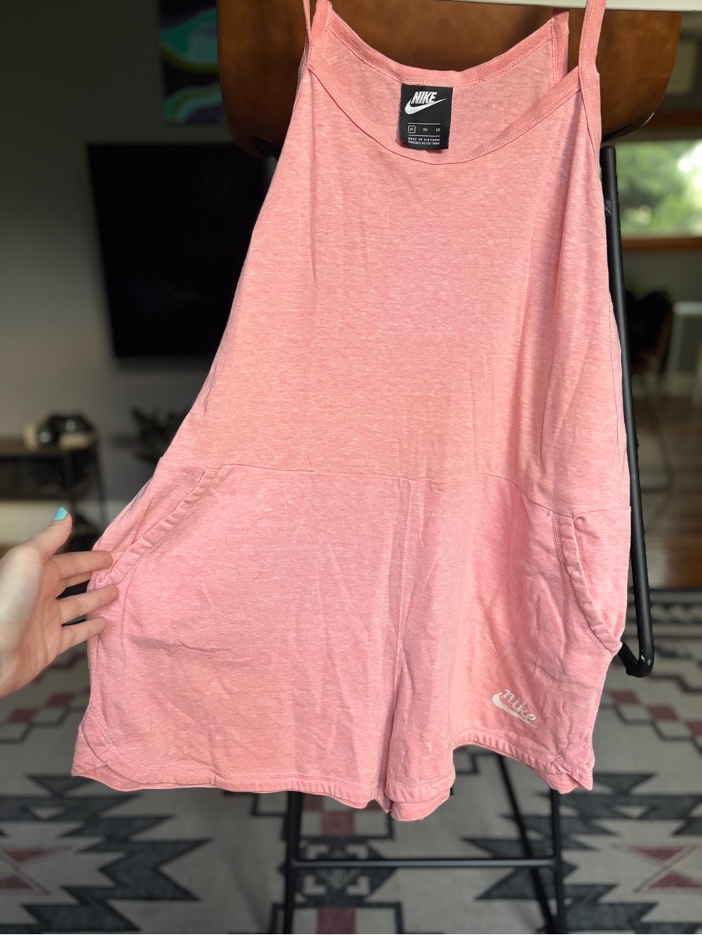 Nike Light Pink Racerback Romper with Front Pockets